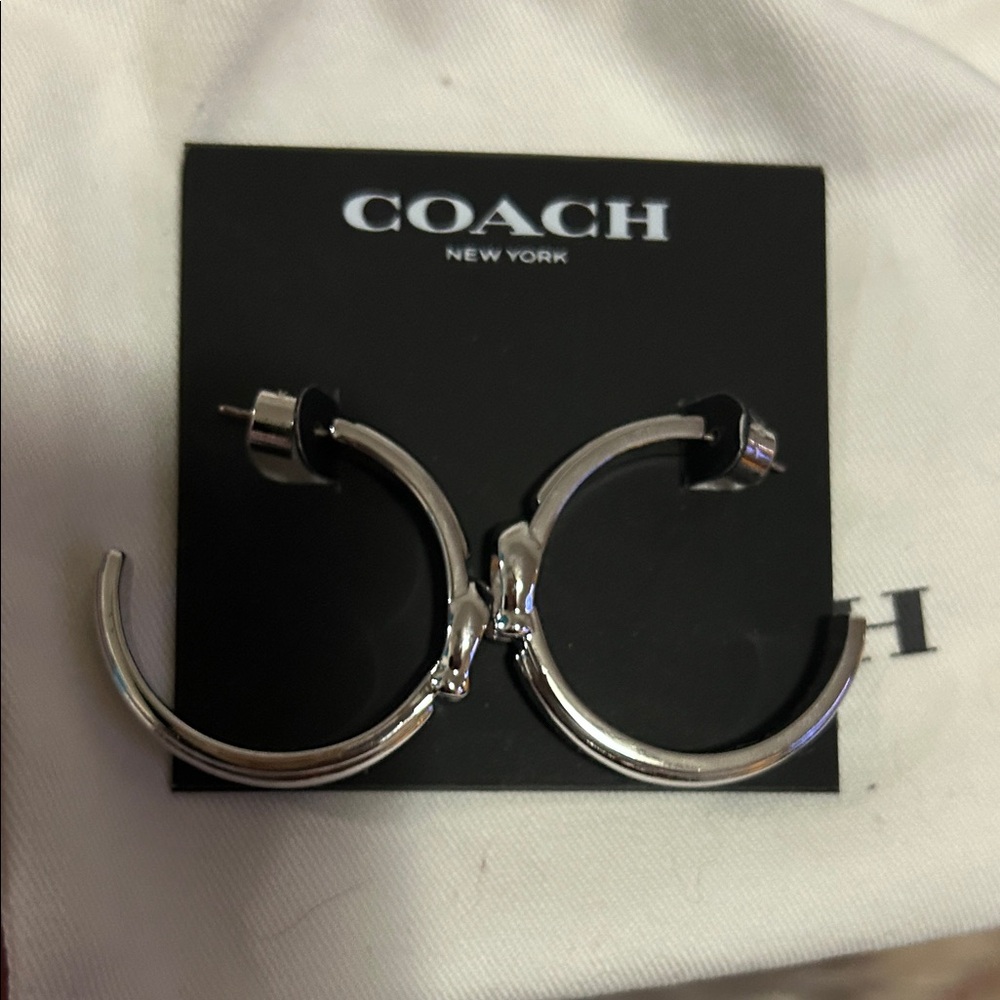 Coach Elegant Silver Hoop Earrings